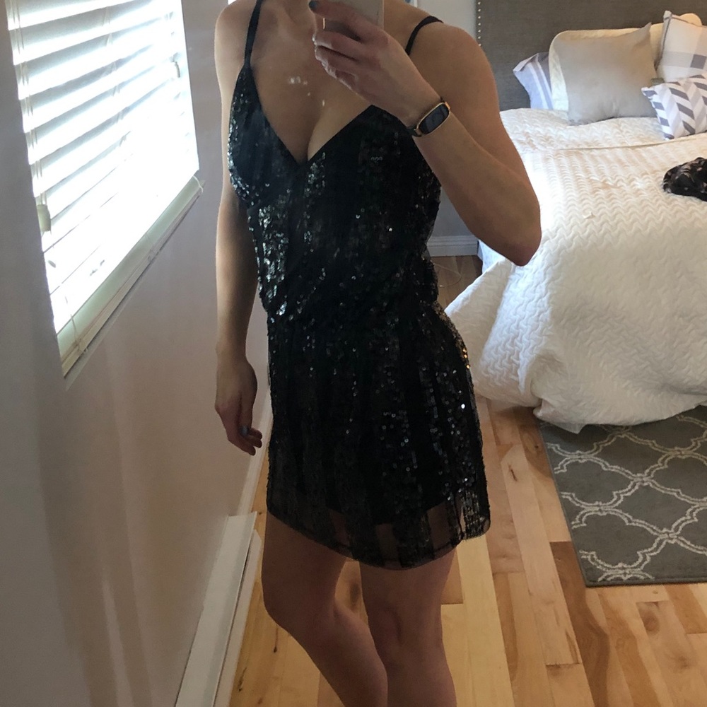 NWT Express surplus black sequin dress